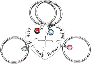 Best Friends Forever and Ever Friendship Necklaces Keychains for 3/4,Alloy Heart Matching Puzzle Piece BBF Friendship Jewelry - coolthings.us