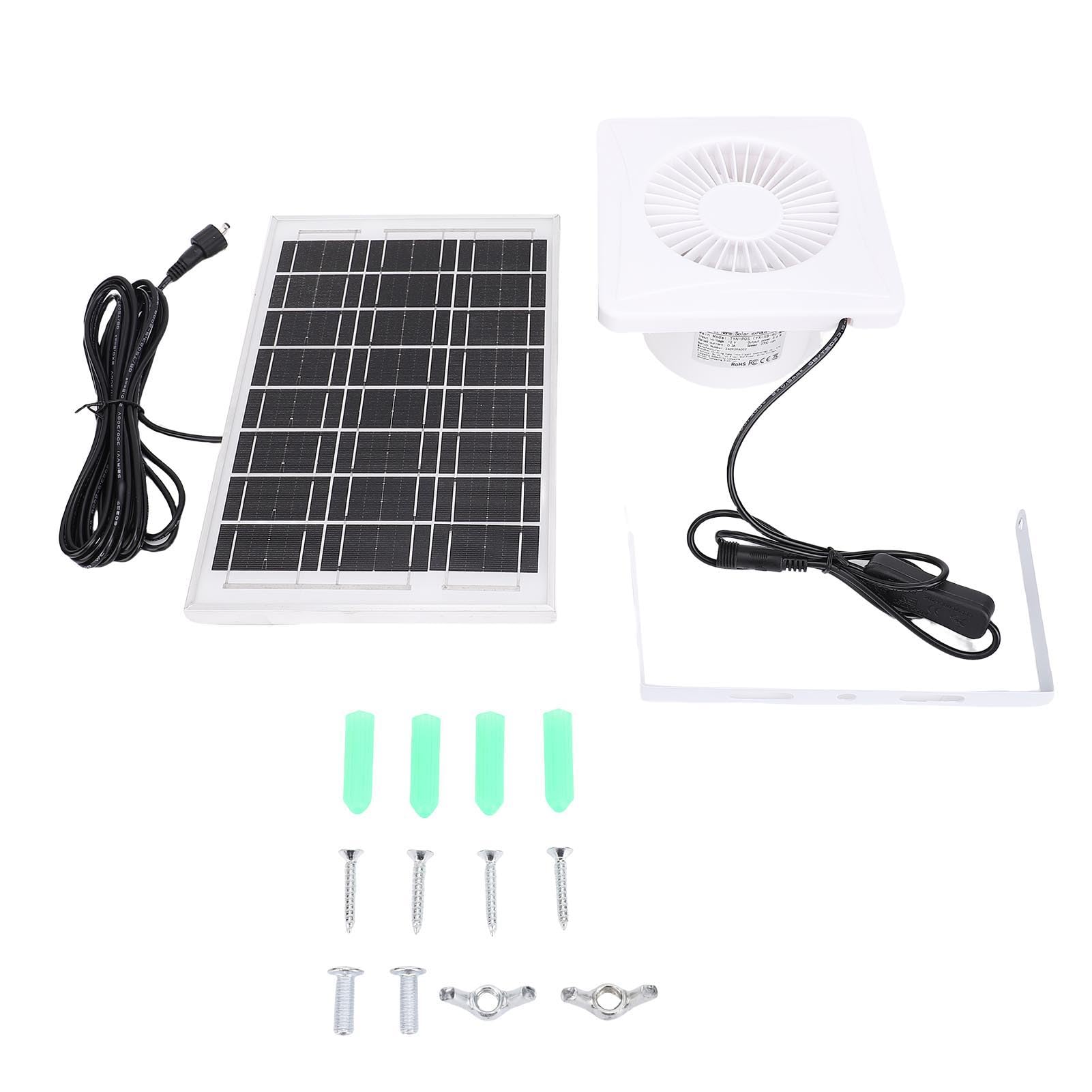 Bewinner Ventilatore di Scarico Ad Energia Solare, Pannello Solare da 6 W e Ventola di Ventilazione da 4 Pollici per Serra, Pollaio, Capannone, Cuccia per Animali Domestici