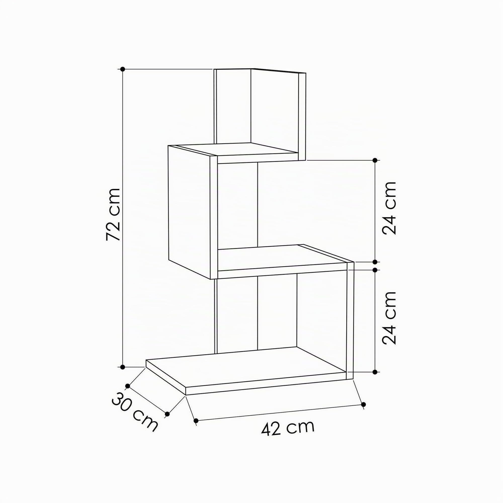 Dmora - Tavolino da salotto Ukdah, Tavolo basso da caffè, Portariviste per divano, Ripiano da soggiorno, 42x30h72 cm, Bianco e Rovere