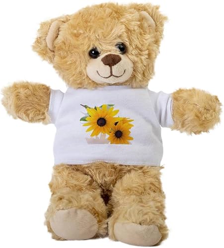 SpreadPassion Oso de peluche de girasoles, animal de peluche de regalo, oso de peluche con camiseta, regalo de bienvenida para bebé, regalo para