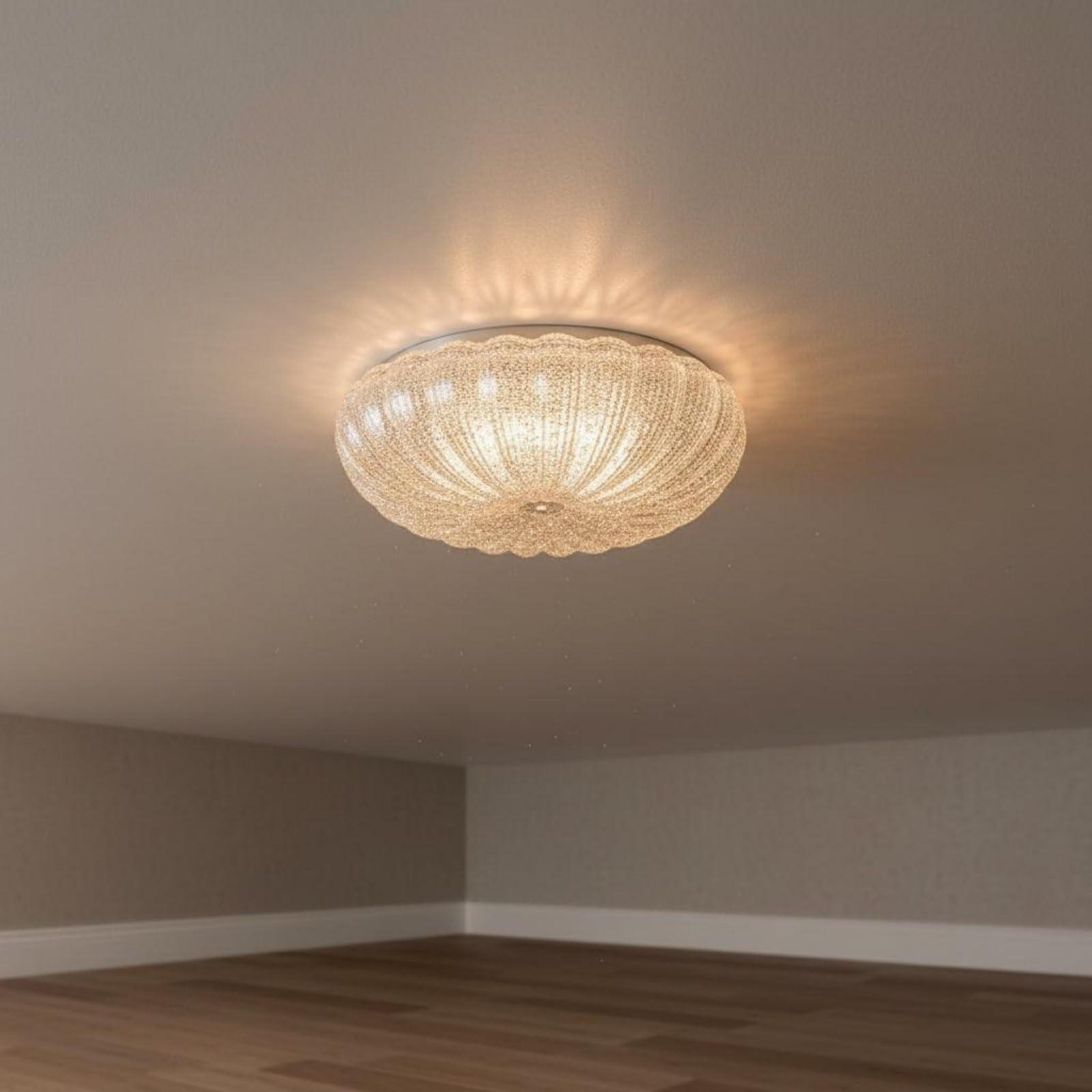 Pantalla para Techo Pantalla de Lámpara Difusor de Luz Cubierta de Lámpara Tulipa Redonda de Vidrio con, Diámetro 40cm, Altura 9cm, Agujero Central 1.2cm