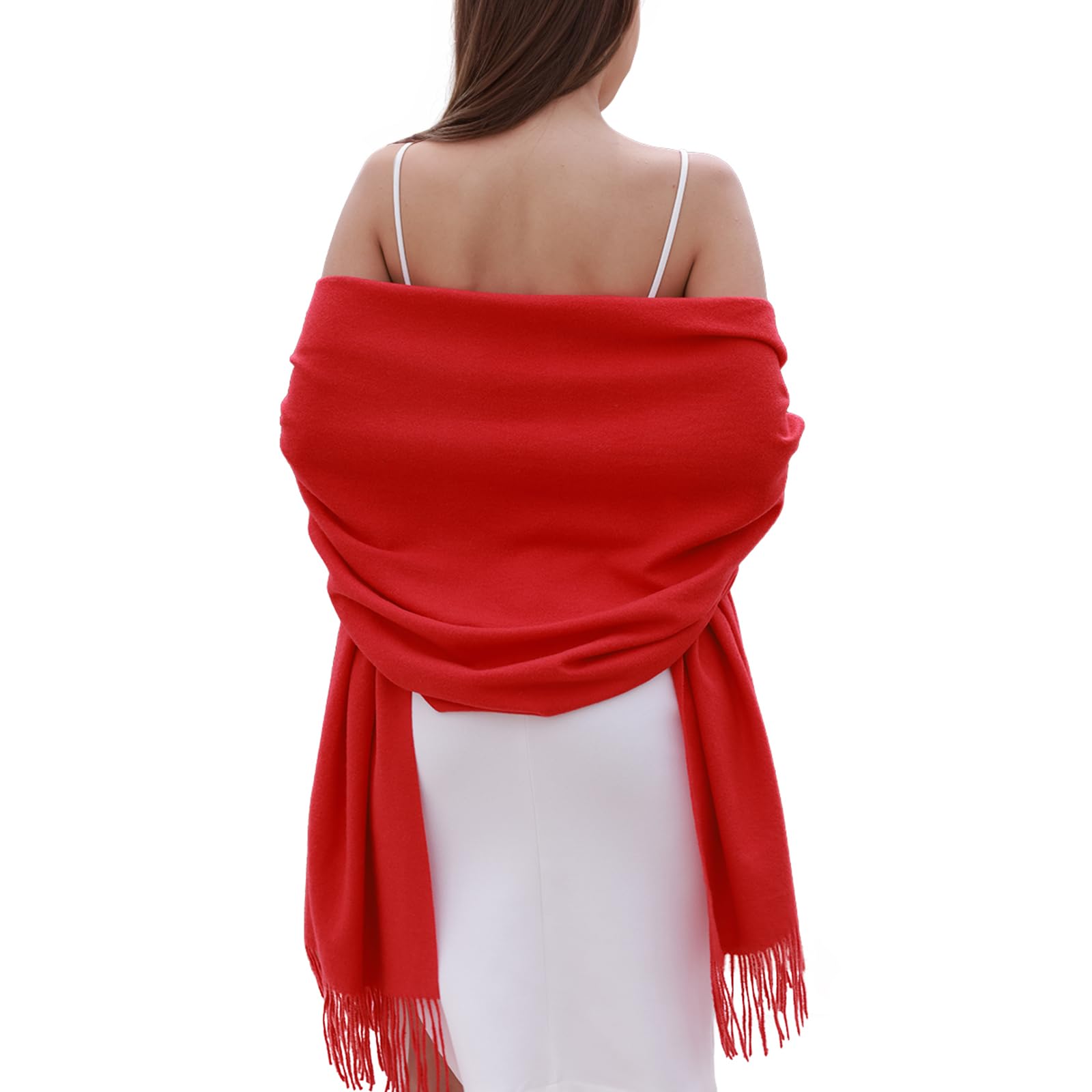 Riiqiichy Women's Red Pashmina Shawls And Wraps For Wedding Winter Scarf