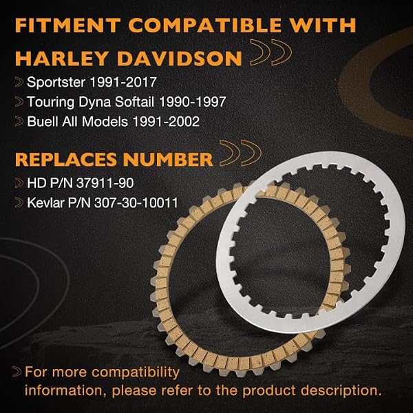 17PCS Extra Plate Friction Steel Clutch Disc Kit fits Harley by HQPASFY - Used condition - Image 2