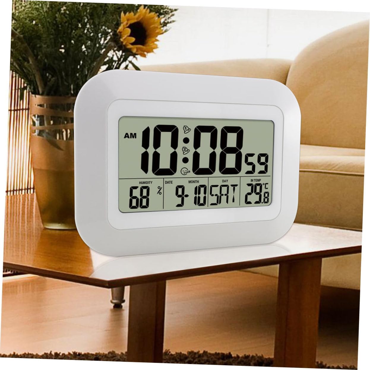 Multi-Functional Desktop Mute Electronic Alarm Clock Wall Clock Digital Date and Temperature Display