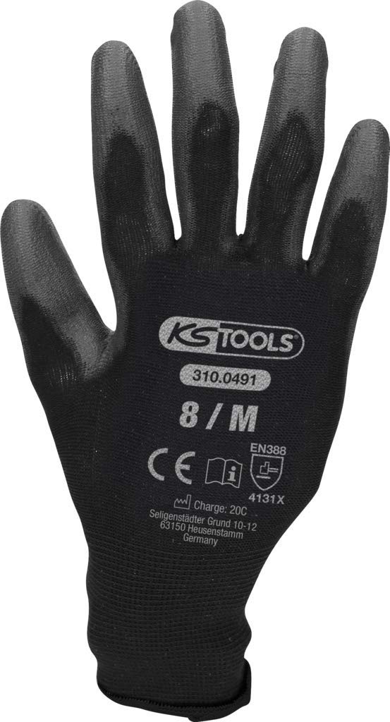 Gants en microfibre KS TOOLS 310.0491 noir taille 8 lot de 12 paires de travail