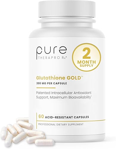 Pure Therapro Rx S-acetil glutatión oro 200 mg | 2 meses de suministro de cápsula resistente a los ácidos | Forma acetilada patentada de glutatión |