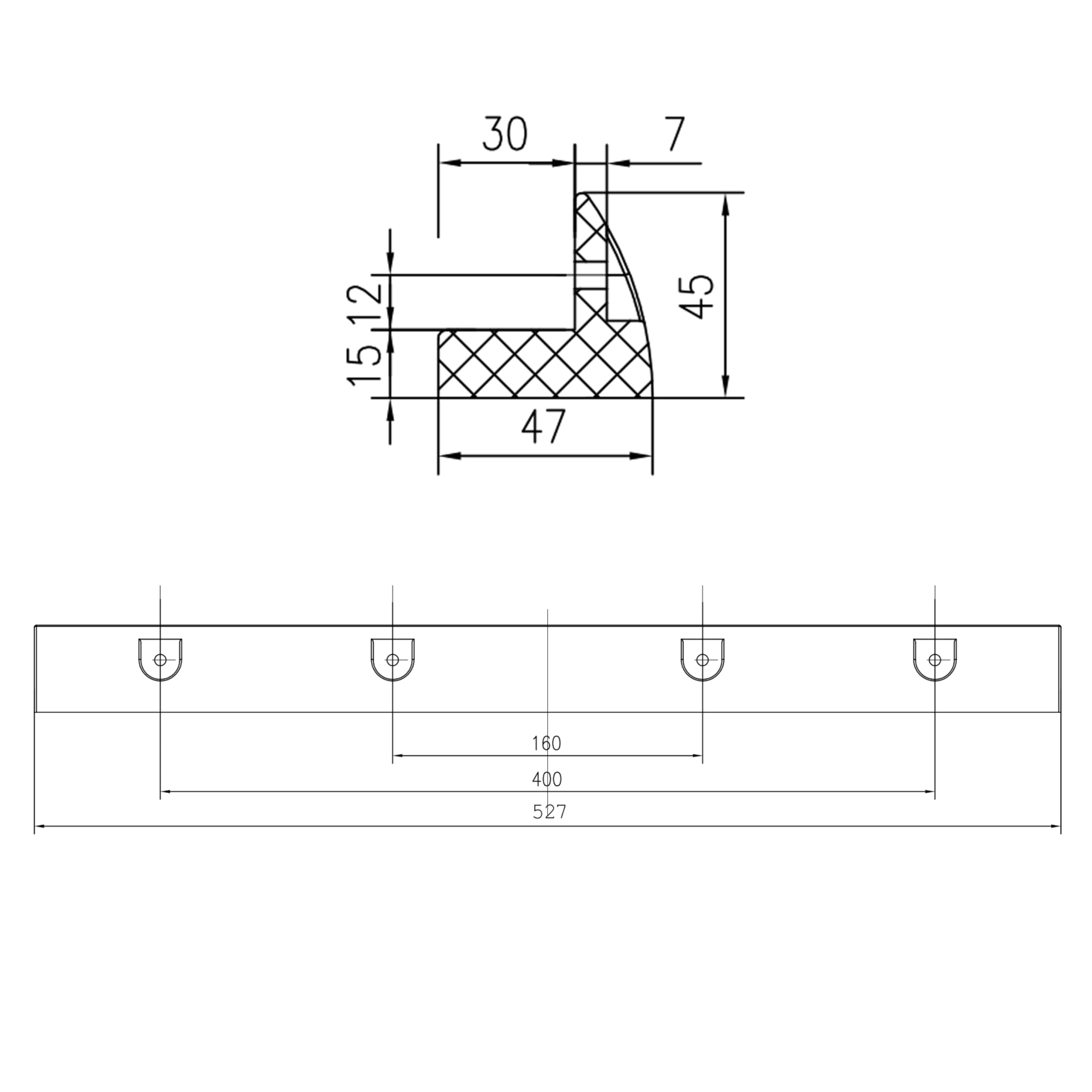 WATTSTUNDE MOUNT 53cm Solarmodul Halterung, Haltespoiler Dachbefestigungen für Wohnmobile, Camper in weiß