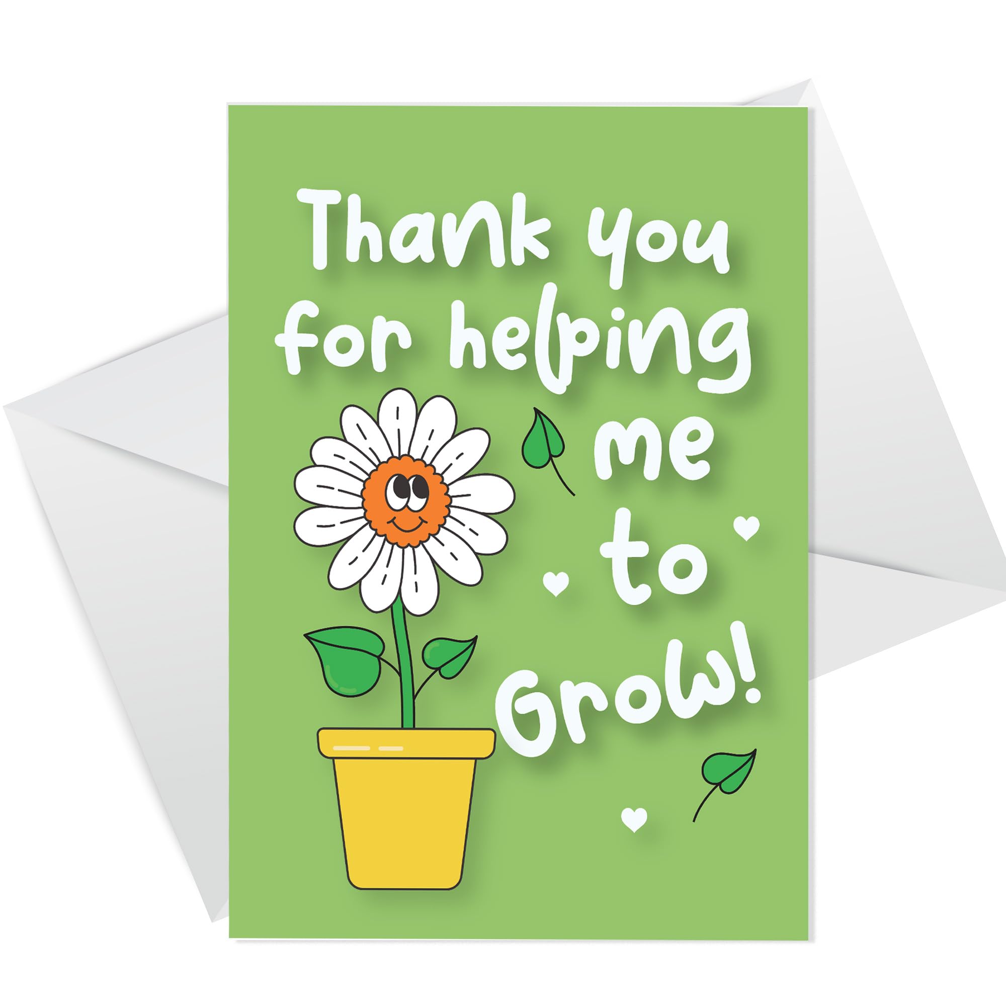 RED OCEAN Thank You For Helping Me Grow Card, School Teacher and Teaching Assistant TA, Thank You Greetings Card, End of Term, Leaving School Nursery, A6 Card With White Envelope