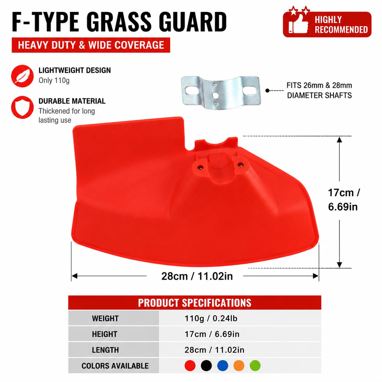 Pare-Débris Débroussailleuse pour Makita EM2652 2012–2026,Protection Large Collier Métal Déflecteur d’Herbe Et Pierres Coupe-Bordures,F-Type Trimmer Guard