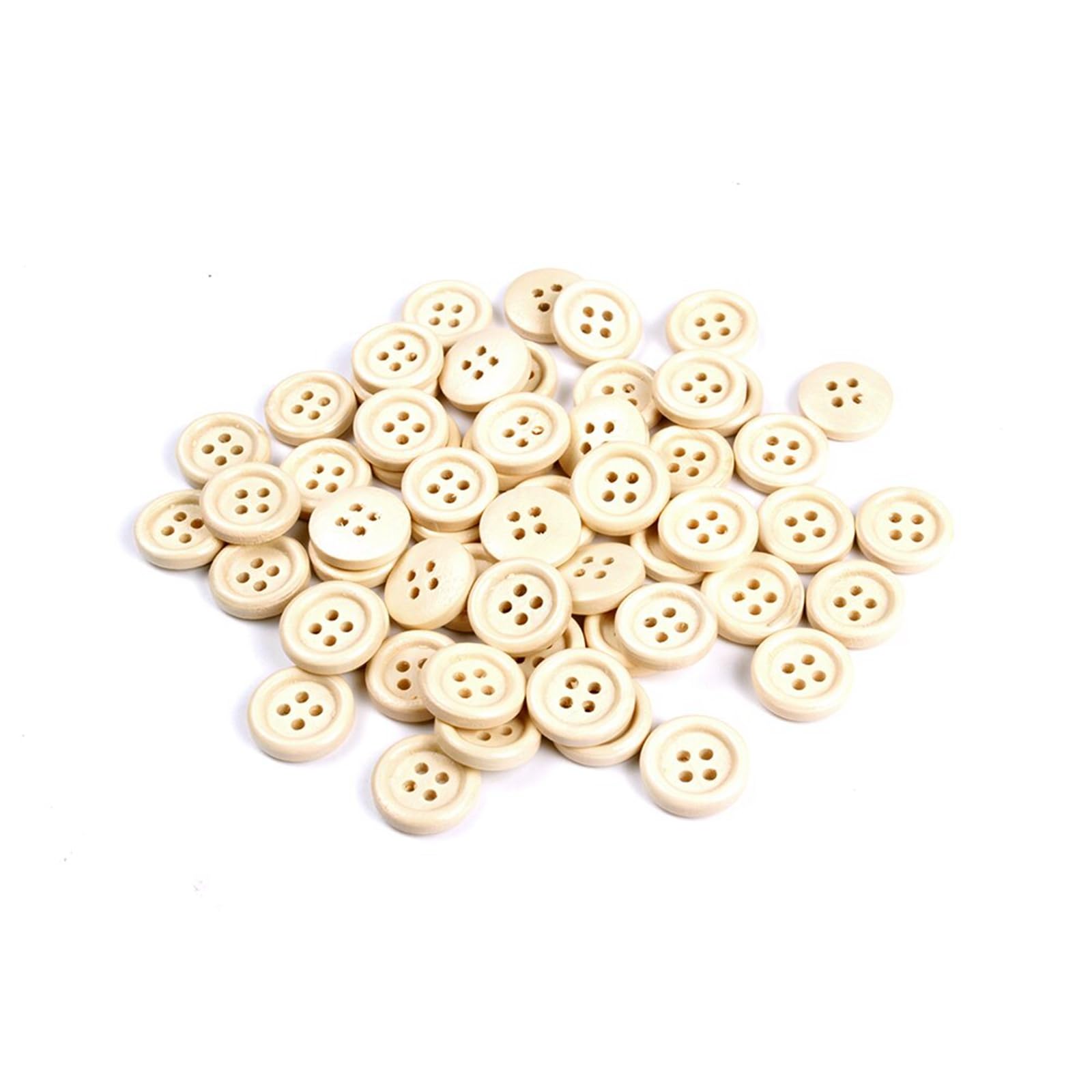 50 Stück Holz Knöpfe Mit 4 Löchern – Rund, Ø 2,5 Cm, Bastelzubehör Für Nähen, Scrapbooking, DIY