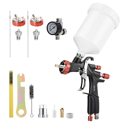AEROPRO TOOLS R500 LVLP Air Spray Gun with 1.3/1.5/1.7mm Nozzles & Air Regulator, A610 Paint Guns Automotive, Car Paint Gun Sprayer, Paint Gun for House Painting, Car, Furniture, Varnish and Top Coat