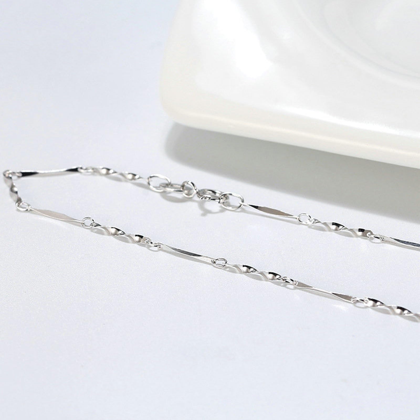 Collares de cadena para mujer, collar de cadena de 45 cm, color plateado, No es una piedra preciosa