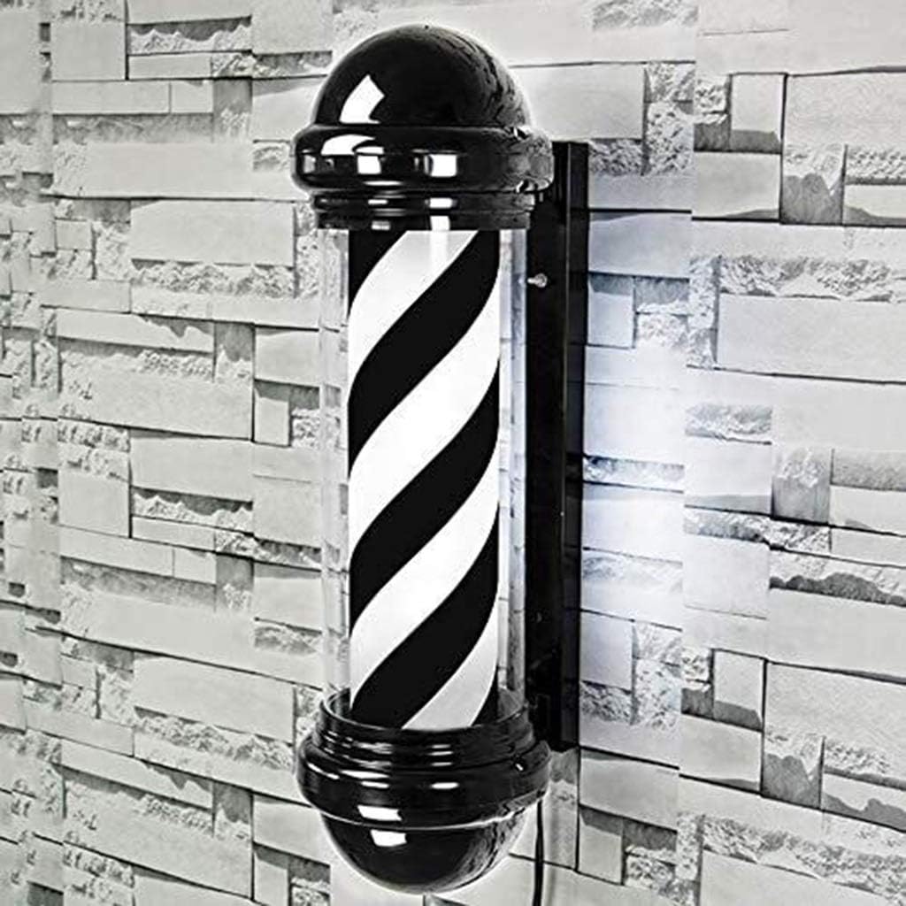 QIENON LED Barber Pole Light White Black Rotating Illuminating Stripes Waterproof Hair Salon Barber Shop Open Sign Wall-Mounted Lamp with Switch 0323 : Beauty & Personal Care