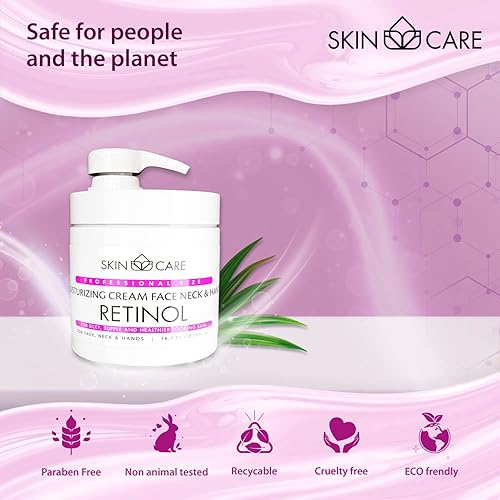 Miniatura 6 de Skin Care Retinol Crema hidratante 3 en 1 para rostro, cuello y manos, tratamiento para textura crepey, arrugas y flacidez, loción diaria para todo