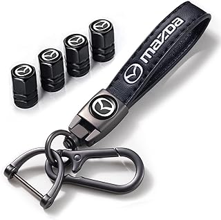 Tyre Valve Caps and Keychain Combo Compatiable with Mazd Valve Caps Compatiable with Cx7 Cx5 Cx9 Cx-5 Cx3 Mx-5 Protege Valet Rotary Rx8 Series Stem Cover Dust Caps for Car Tyres,Car Accessories