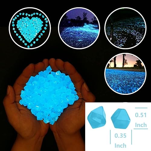 Vista 2 de 200 PCS Piedras Brillantes Guijarros, Jardinería Piedras Luminosas Brillantes Rocas Decoración Exterior Agua Brillante Tanque de Peces Grava (Azul)