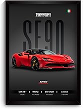 Ferrari SF90 Poster | Framed SF90 Stradale A4 Sized (31 x 23 cm) | Supercar Poster | Supercar Posters for Wall, Gift for Boys, Car Frames | Car Posters for Wall, Bedroom, Hostel, Study Room