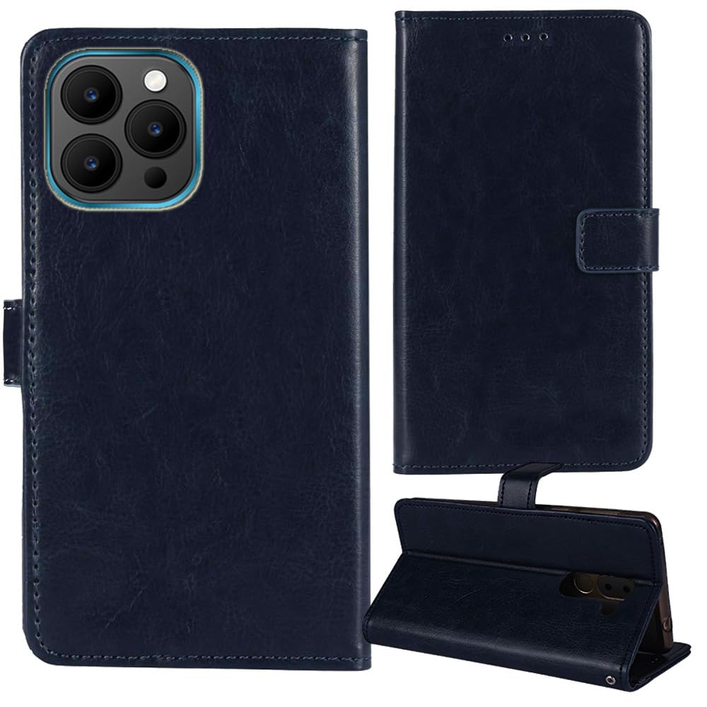 Stand Retro Flip Leather Case Protector Bumper For Invens NOTE 12P 6.56" Protection Phone Cover Skin Folio Wallet Magnetic (Blue) — view 10