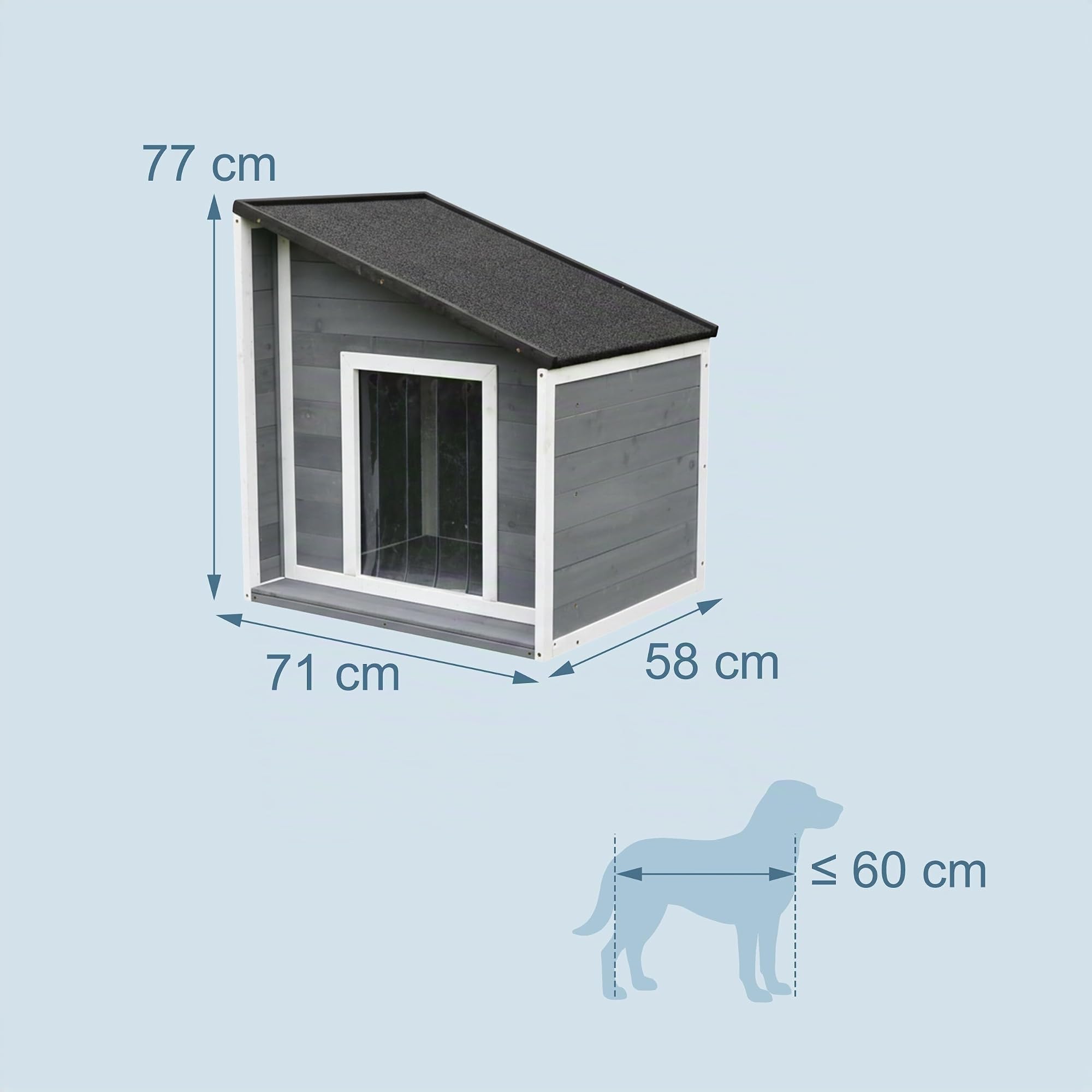 Relaxdays Cuccia per Cani, in Legno, Impermeabile, Tetto apribile, Piccoli, HLP: 77x71x58 cm