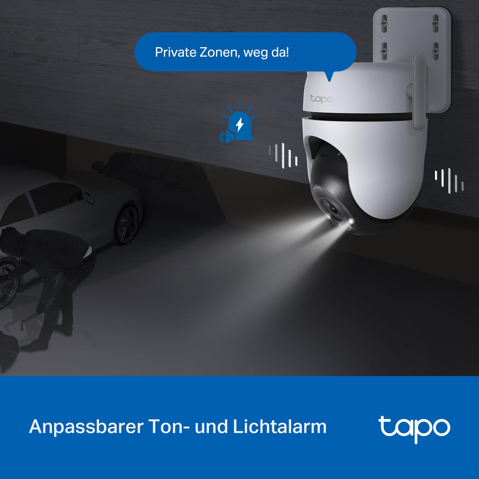 Tapo TP-Link C520WS Überwachungskamera Außen, Starlight Farbe Nachtsicht,360° Kamera aussen, 2K 4MP, 2 leistungsstarke Antennen,IP66 wetterfest, Sicherer lokaler&Cloud-Speicher, AI-Erkennung, APP