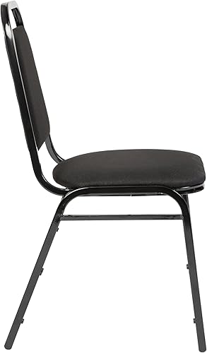 Miniatura 6 de Flash Furniture Hercules Series - Silla de banquete apilable con respaldo trapezoidal en tela negra, marco negro
