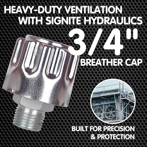 Image of Signite Hydraulics Breathers Cap 3 /4 inch, Heavy Duty Breather Tank Oil Cap,Metal Vent Breather Cap for Reservoir Tank Filter, Gearboxes with 40 Micron Filtration Threaded Chrome Steel Alloy 3 /4 NPT