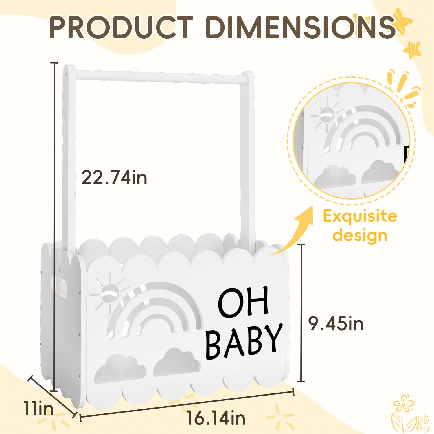 Wooden Baby Shower Crate Closet, Wooden Baby Shower Crate Closet, Boys and Girls for Baby shower wooden Basket Gifts, Welcome baby Gifts, Suitable for Pregnancy Glfts for New Parent (white)