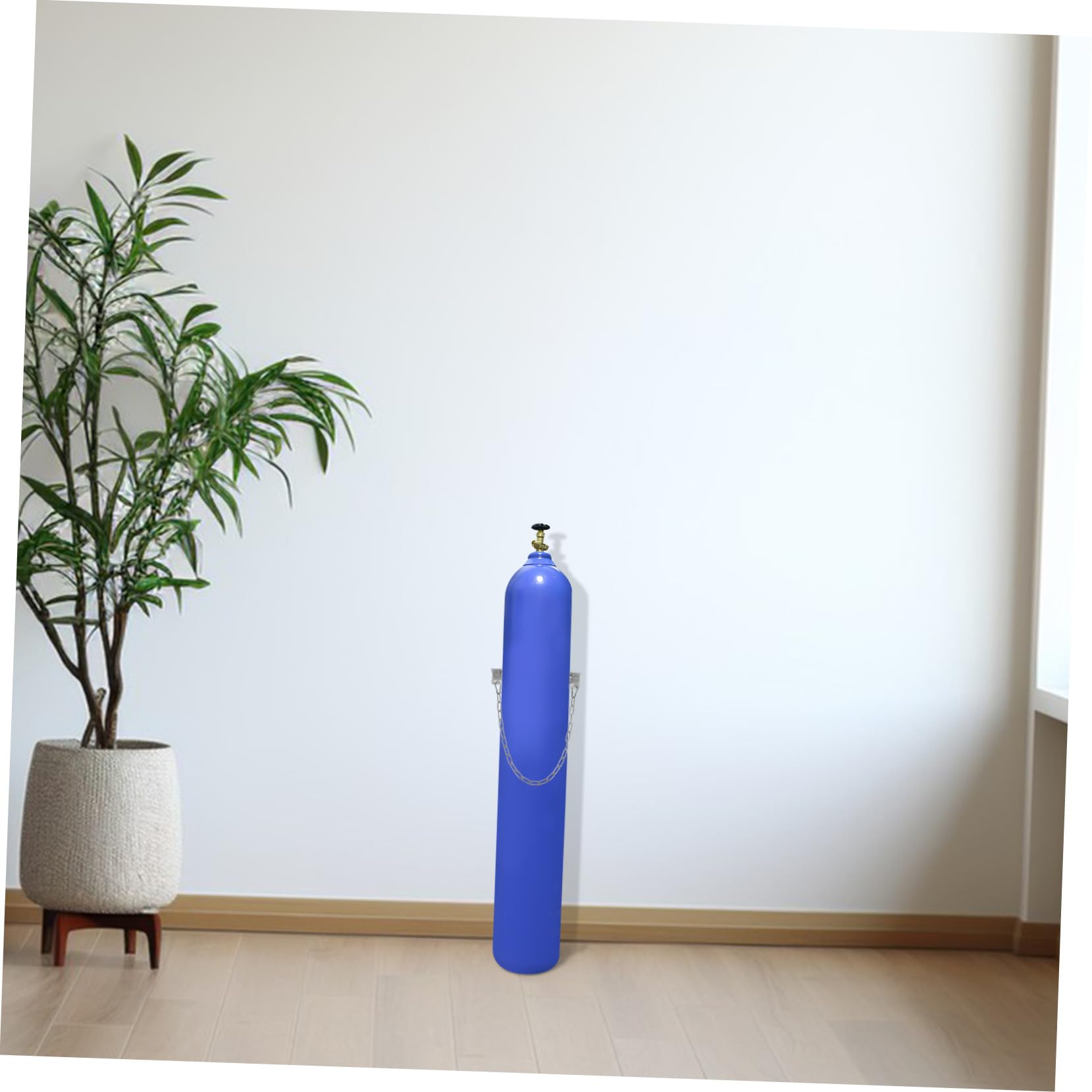 PRETYZOOM Support Bouteille de Gaz en Fer avec Chaîne pour Bouteille Oxygène 40l Capacité Ample et Installation Facile pour Fixation et Pièces Détachées Camping Gaz