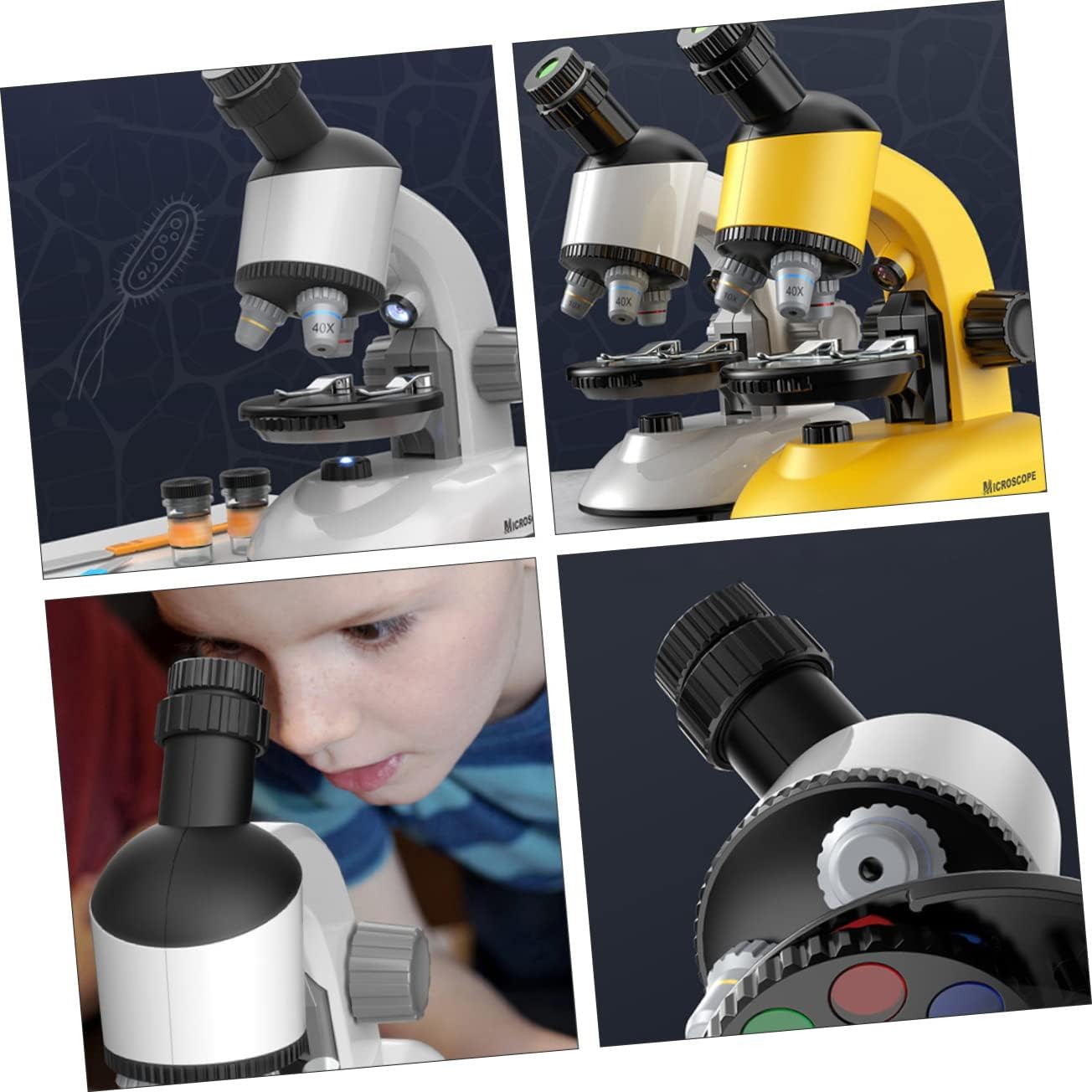 1set High-Definition Boy Girl's Microscope Educational Experiment Teaching Supply Led Light for Specimen Observation Mini Magnifier for Early Learning and Science Exploration