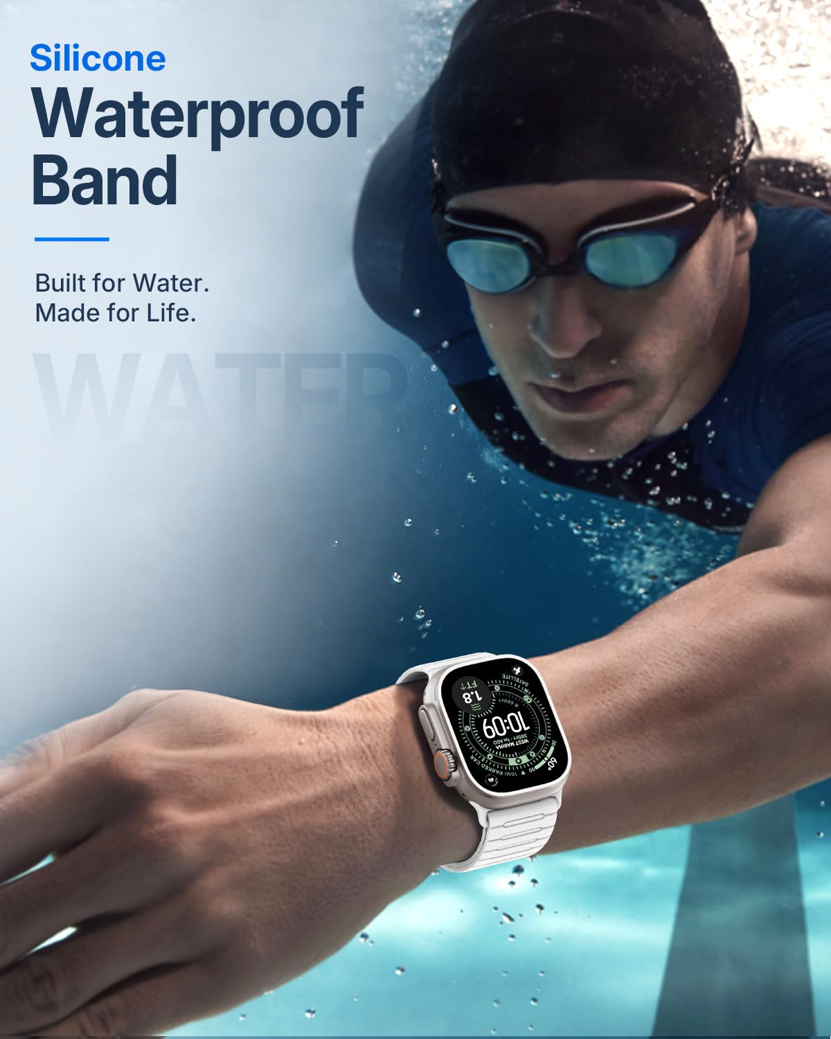 Bracelet magnétique en silicone pour Apple Watch pour homme et femme 46 mm