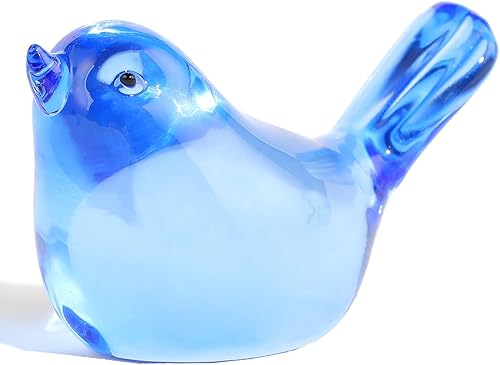 Figuras de Pájaros de Cristal Azul, Figuras de Pájaros de Vidrio Pisapapeles Regalos de Cumpleaños Navidad Pájaros de Cristal para Amantes de los