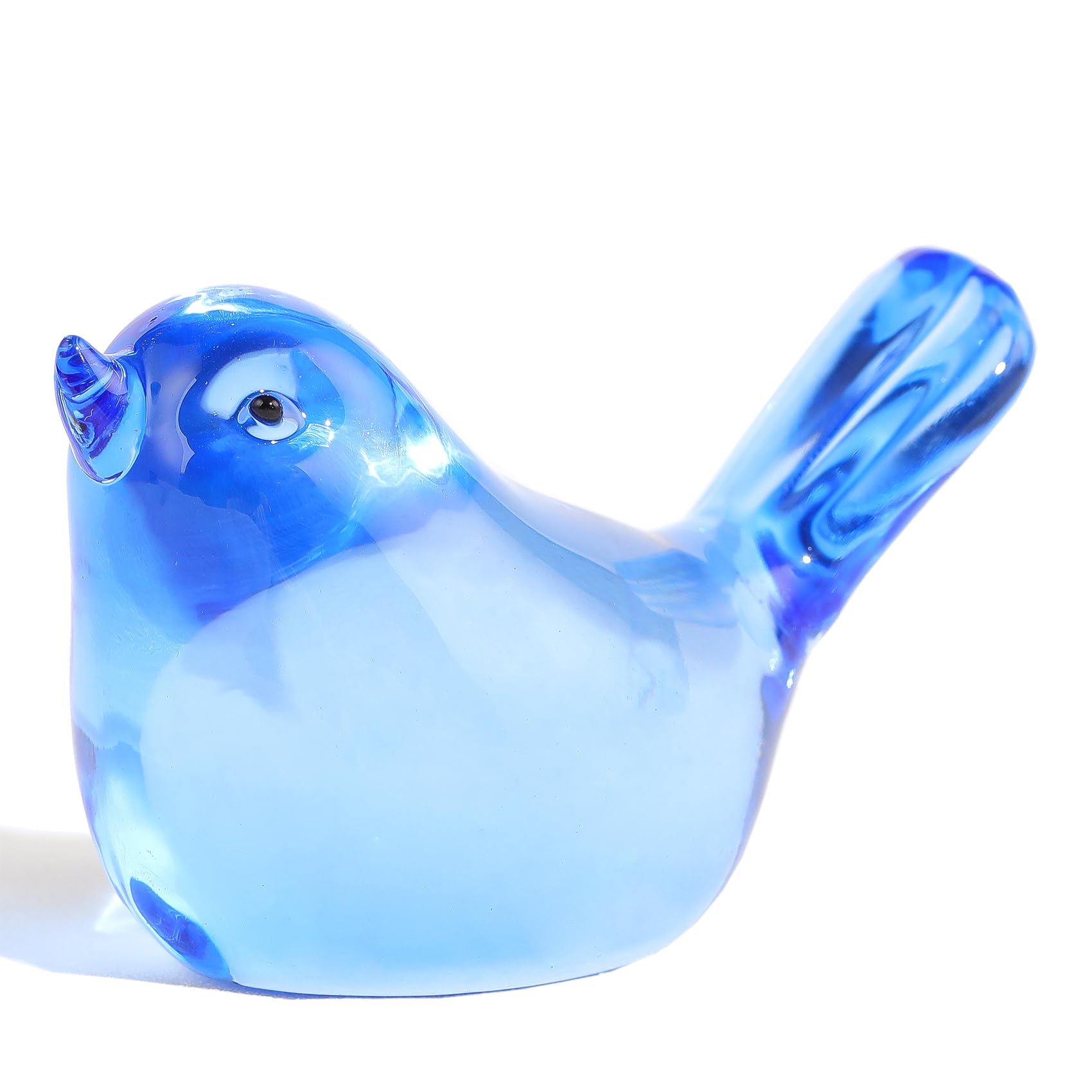 Amazon.co.jp: クリスタルブルーの鳥の置物、ガラスの鳥の置物ペーパー