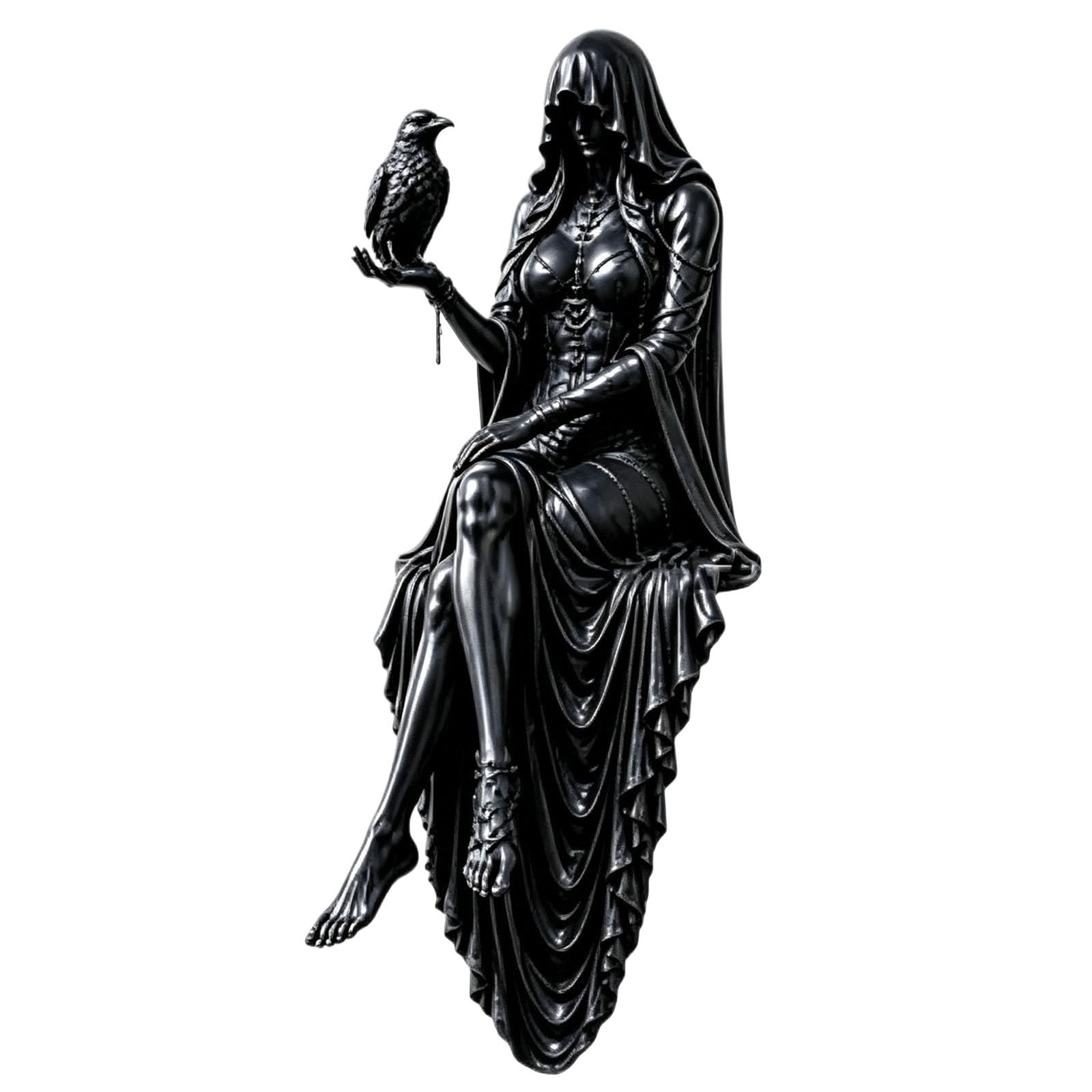 Resin Gothic Raven Shelf Sitter Statue Dark Academia Bookshelf Edge Sitter