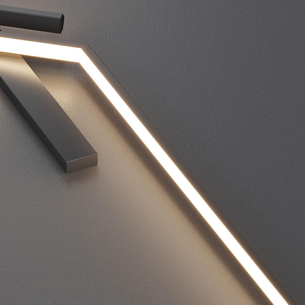 Kinkiety do sypialni Kinkiet Czarny Matowy Liniowy Nowoczesny Trapezoidalny Akryl Wnętrze okablowane Metal Sypialnia Lampka nocna Salon (3 tryby kolorów 80cm)