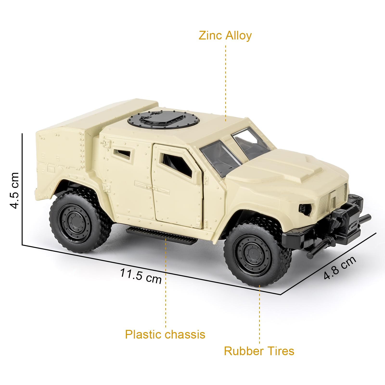 BGHSCA 1:36 JLTV Armored Diecast Car Models, Collectible Pull Back Beige Military Vehicle Toy Car for Kids Adults Gift - Image 2