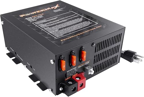 Convertidor Powermax RV 75 Amp Convertidor de potencia de 12 V con cargador de batería inteligente de 4 etapas integrado 110 Vac a 12 V CC