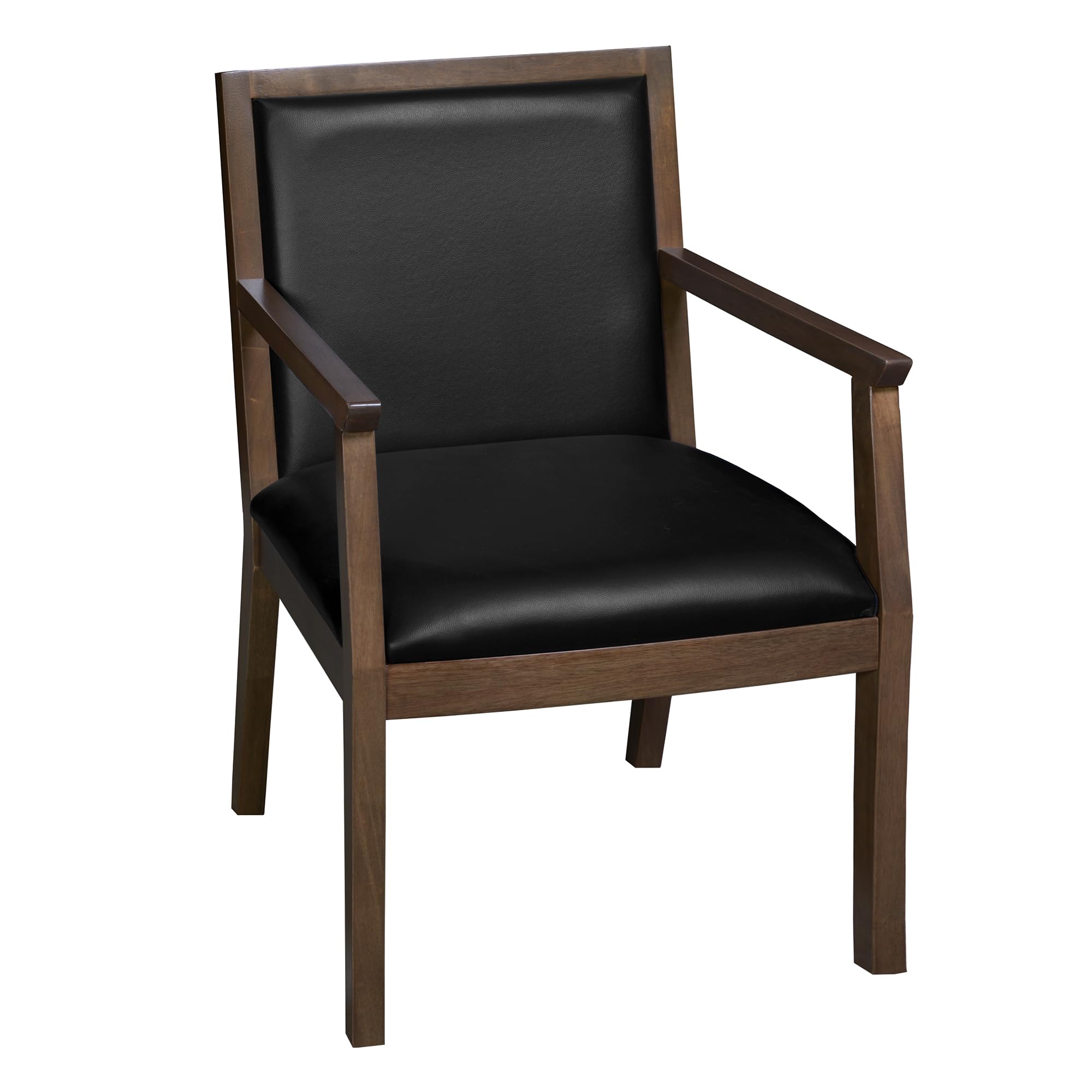 Romig Regent WallGuard Guest & Reception Waiting Room Wood Side Chair - Neo Walnut/Black Vinyl