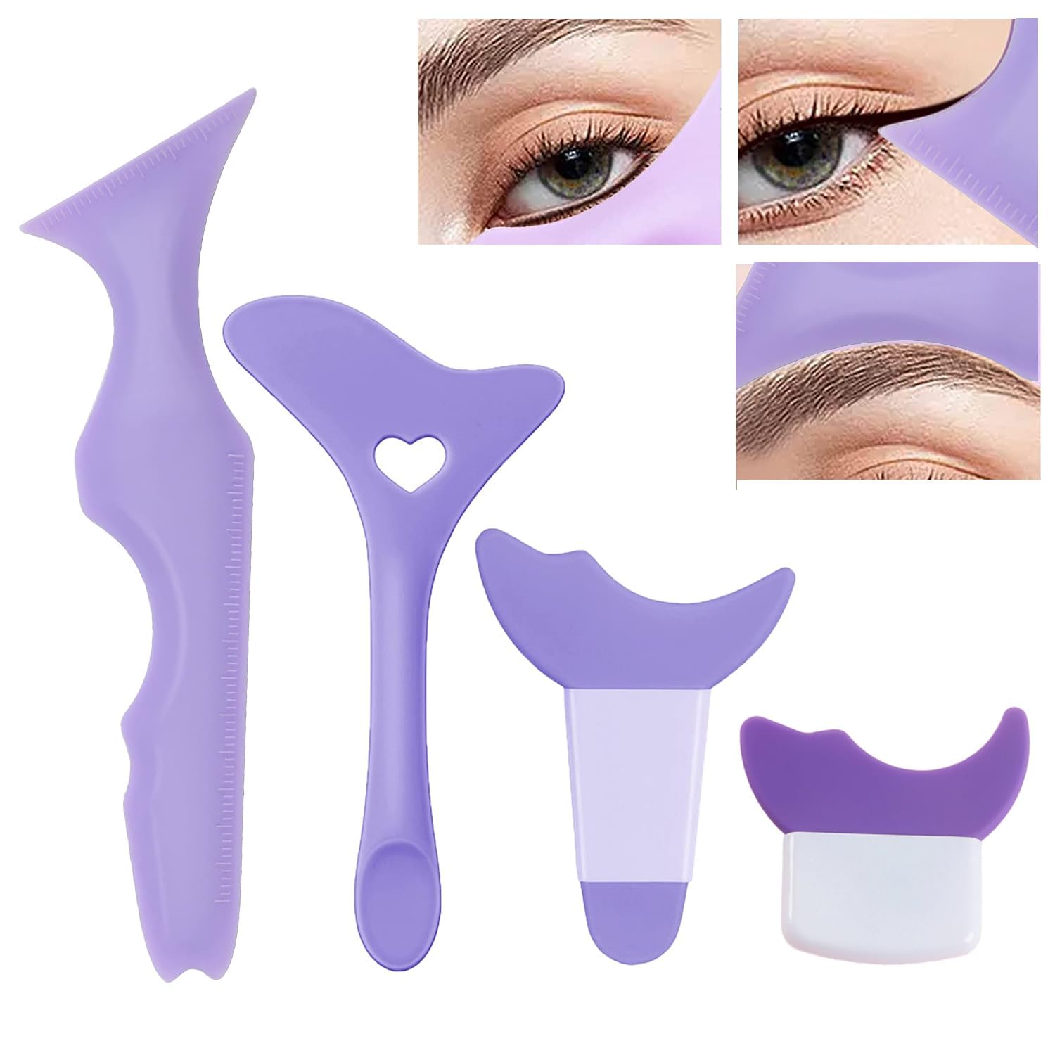 Kinretixia® 4 plantillas de delineador de ojos todo en uno, punta de ala, sombra de ojos y delineador de ojos, silicona distracción de sombra de ojos, delineador definido