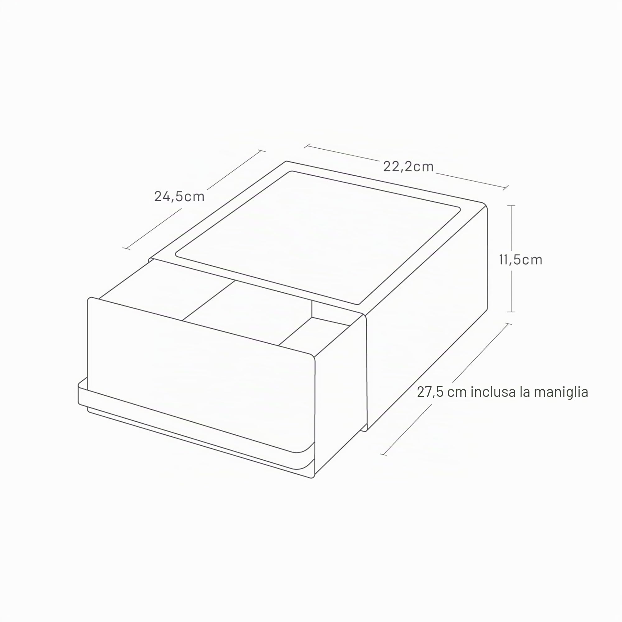 YAMAZAKI 2019 TOWER Sliding Countertop Drawer, black, Steel/Polypropylene/Magnet, 22.2 x 27.5 x 11.5 cm