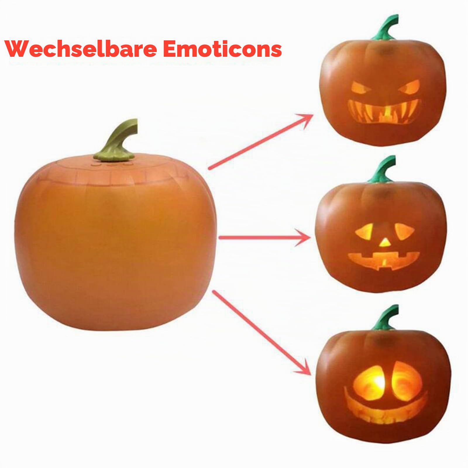 Demiawaking Sprechende und Singende Kürbis, Animierter Kürbis mit eingebaut Projektor-Lautsprecher, LED Nachttischlampe, Halloween Deko, Halloween Kürbis mit Sound (A)