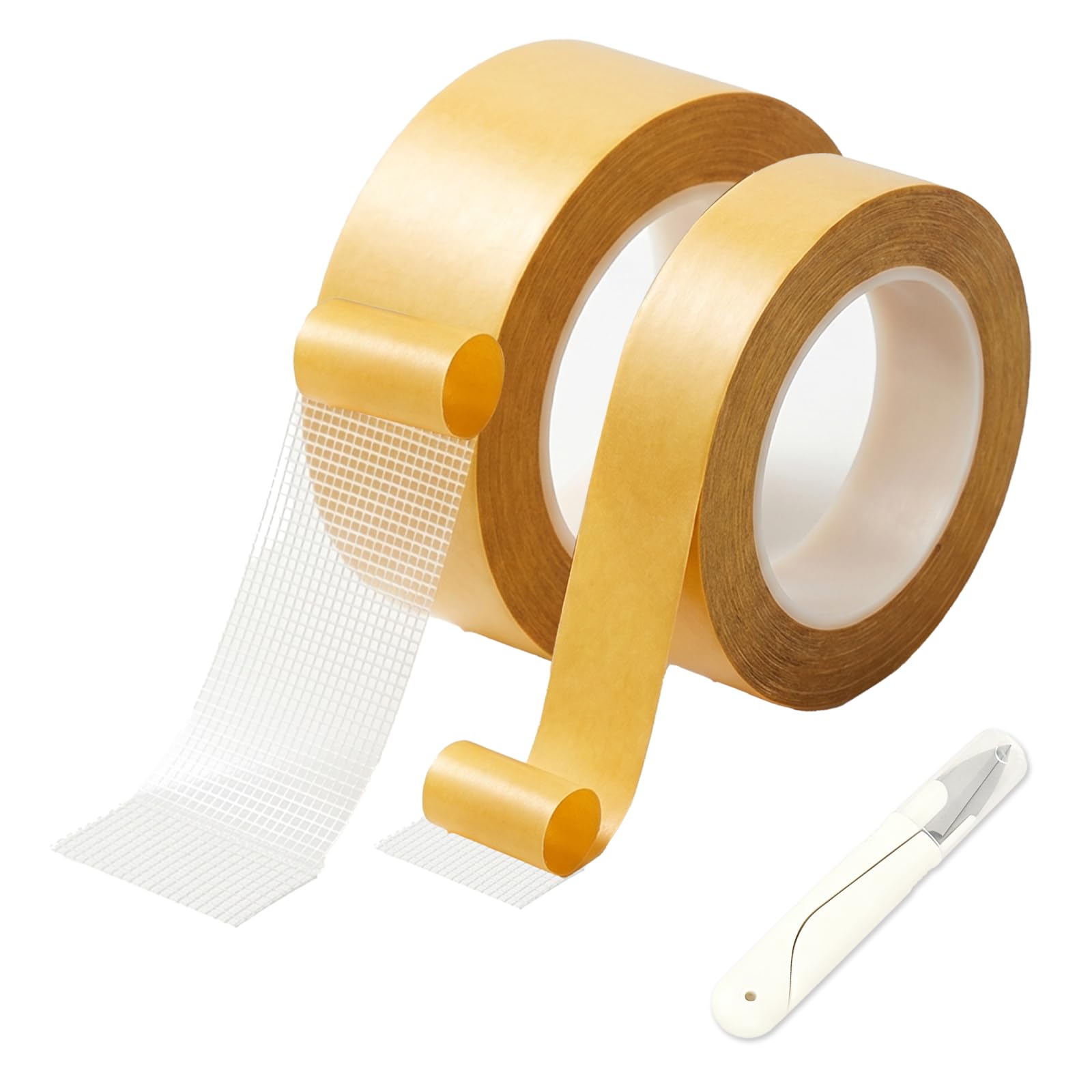 Hounyou 2 Pcs Duty Double Sided Fabric Tape for Fabrics, Heavy Adhesive Tape for Home Use Carpet, Diy (2cm + 5cm X 20m)