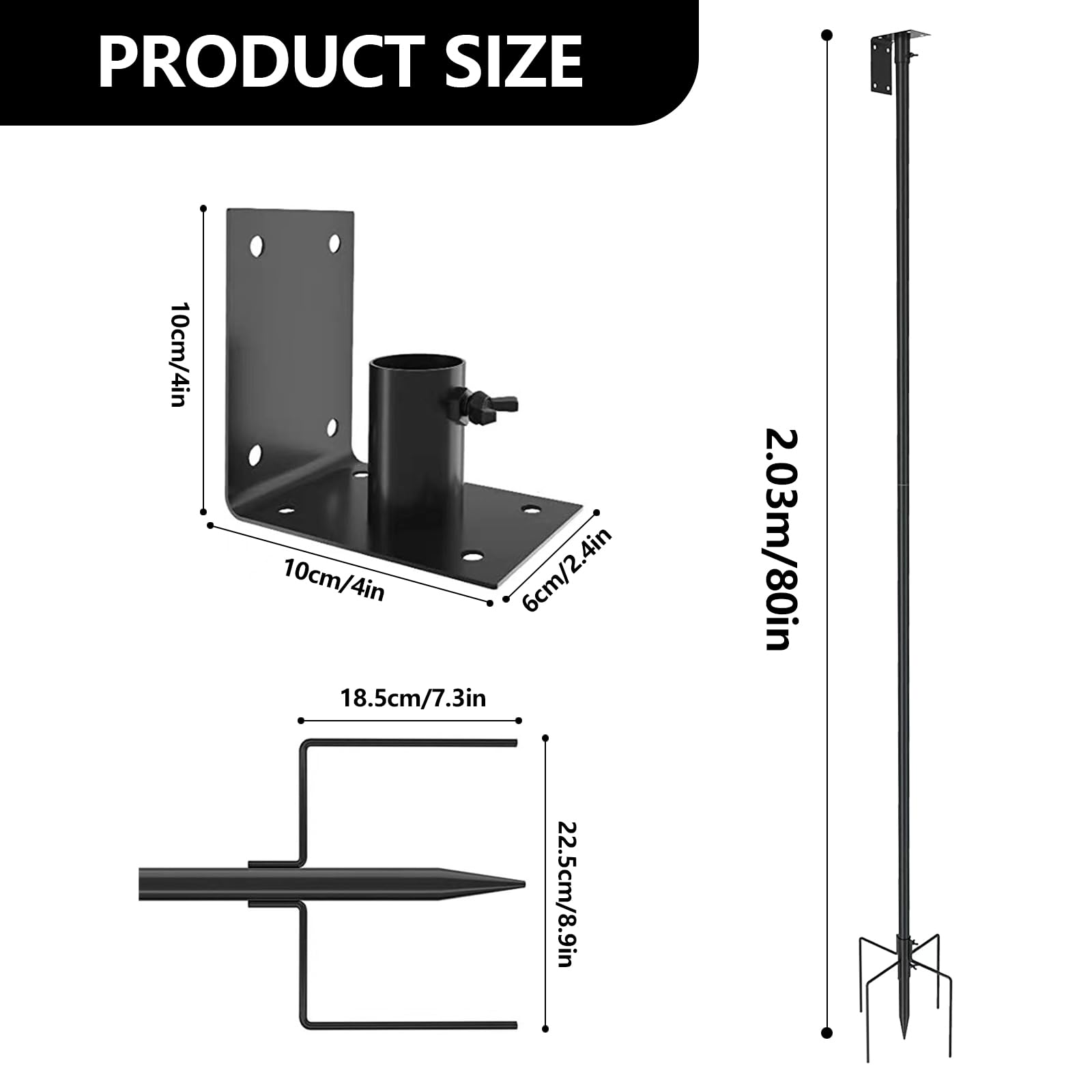 Supporto Per Casetta Per Uccelli, 203 Cm Asta Regolabile Per Mangiatoia Per Uccelli Kit Palo Per Stazione Di Alimentazione Per Uccelli Asta Di Supporto Set Di Supporti Per Pali Per Casetta Per Uccelli