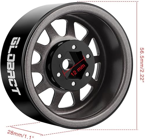 Miniatura 7 de GLOBACT 1.9 Beadlock Wheels Llantas RC Buje de rueda para TRX4 TRX6 Axial SCX10 I II III Pro Redcat 110 RC Crawler Accesorios de actualización (4