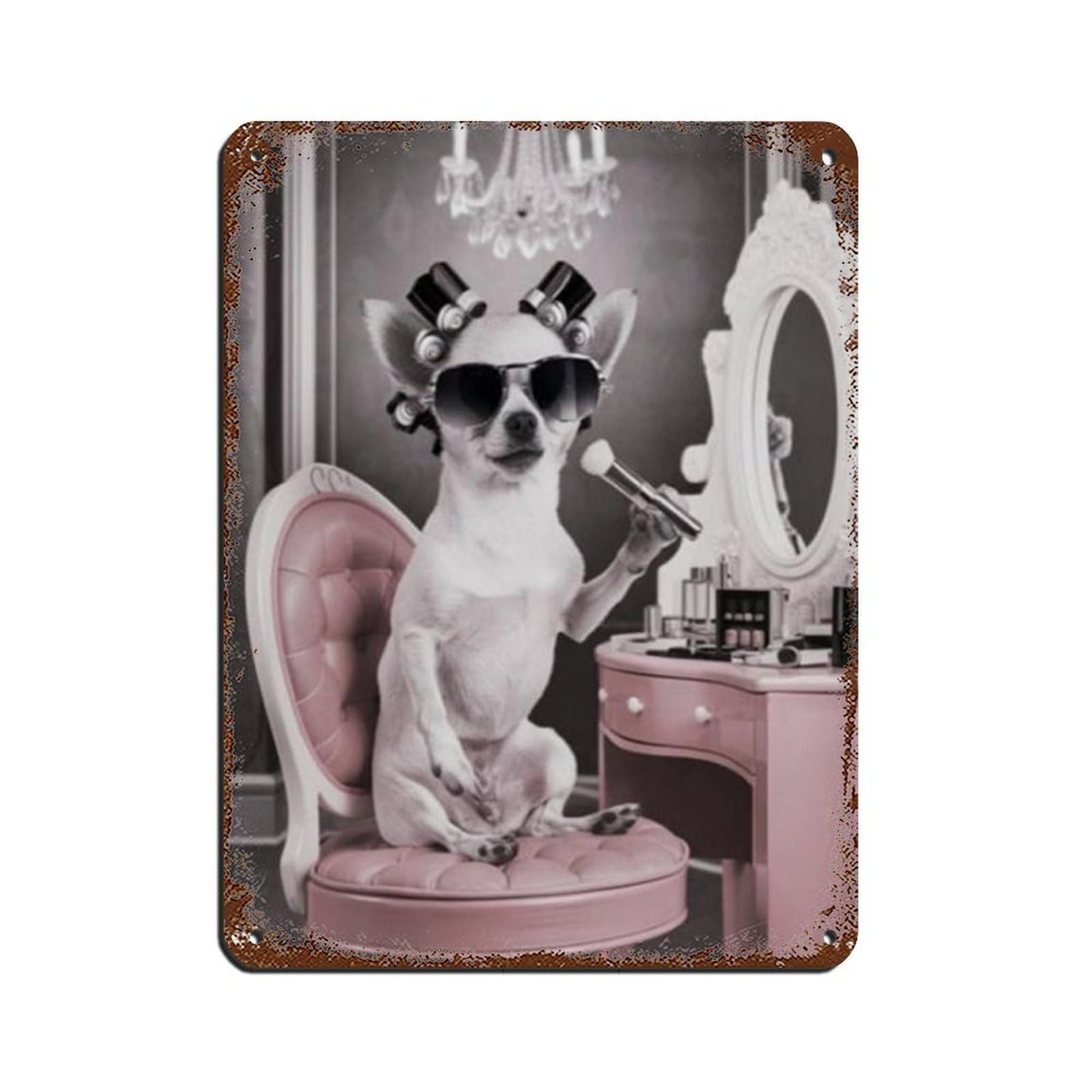 Chihuahua Dog Bathroom Art (4) Tin Sign Vintage Metal Pub Club Cafe Bar Home Wall Art Decoration Poster Retro 12x16inch(30x40cm)