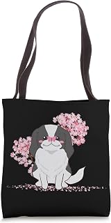 Japanese Kawaii Sakura - Cherry Blossom Japanese Chin Dog Tote Bag