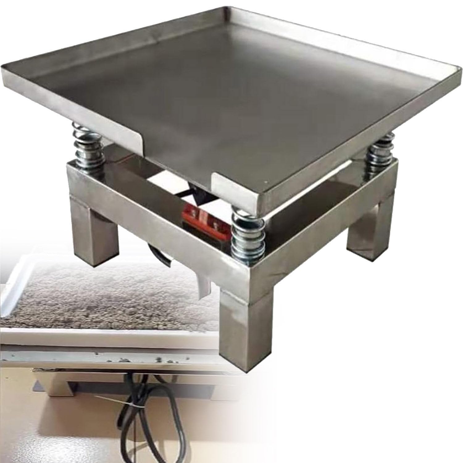 Mesa de vibración de hormigón, prueba de vibración eléctrica, mini mesa de vibración de acero inoxidable, plataforma de vibración de bloque de prueba de mesa, vibrador dental cuadrado,35*35cm