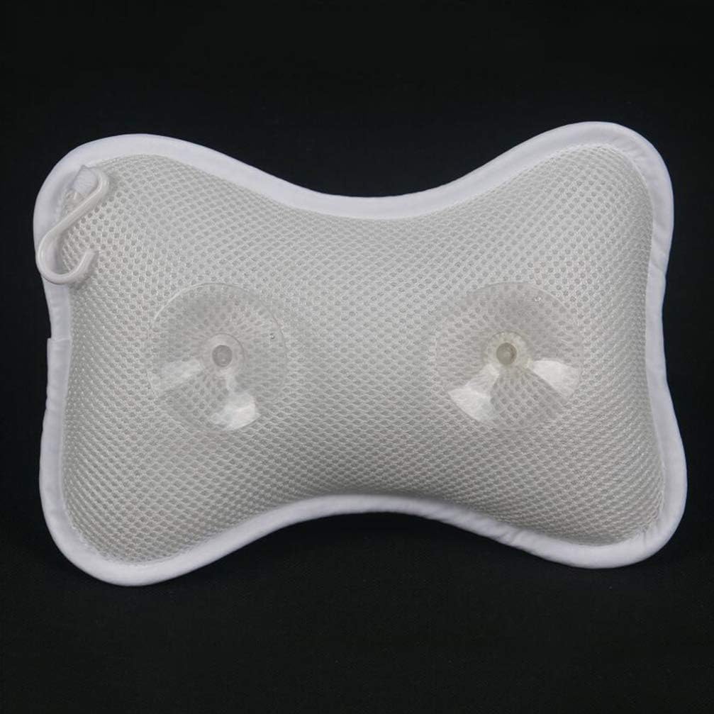 Bathtub Pillow 1 Pcs Soft Bath Pillow with Suction Cups for Neck and Shoulder Support Cushion (White)