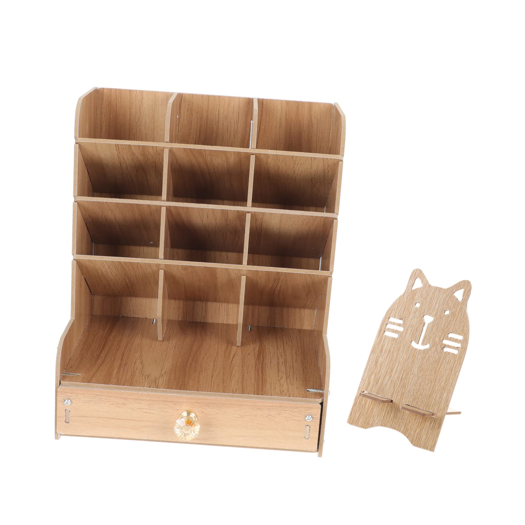 YARNOW Porta Penne Da Scrivania in Legno Contenitore Multiuso Per Cancelleria Organizer Per Ufficio Compatto e Funzionale