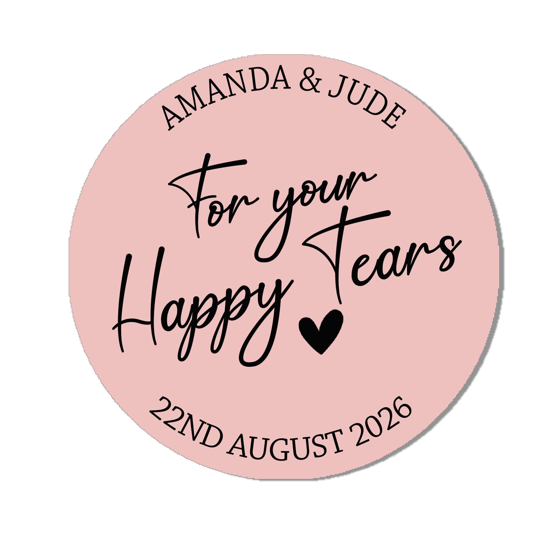 Personalised Happy tears Tissue Stickers x 35 (37mm) Round Labels for a Wedding Favor Gift - 35 Pink Happy Tears Stickers