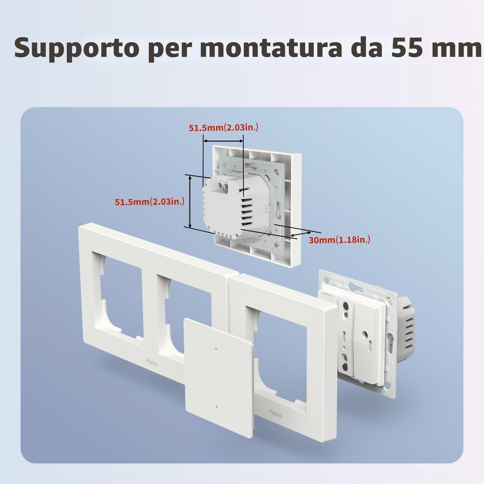 Aqara Interruttore Intelligente H2 EU (2-in-1 Neutro, 4 Moduli 2 Canali), Protocollo Thread/Zigbee, Compatibile con Apple Home, Alexa e Home Assistant, Matter over Thread | Interruttore da parete intelligente, supporta Apple Home, Alexa, Google Home e Hom
